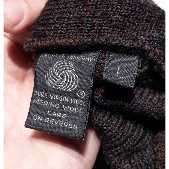 Vintage Grandpa Sweater Adult Large b.g.day Merino Wool Knit Pullover Patchwork - Picture 5 of 12